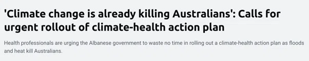 SBS headline Climate change is already killing Australians